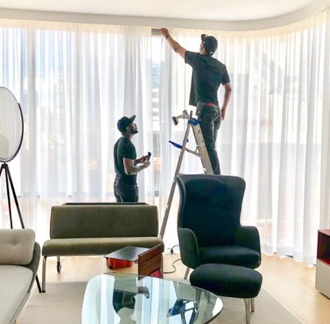 Professional curtain installation team